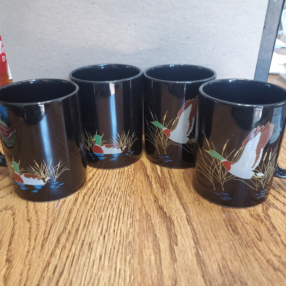 Vintage Otagiri Mallard Duck Design Mugs Set Of 4